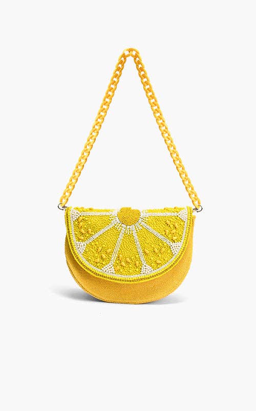 Couture Crescent Lemon Shoulder Bag
