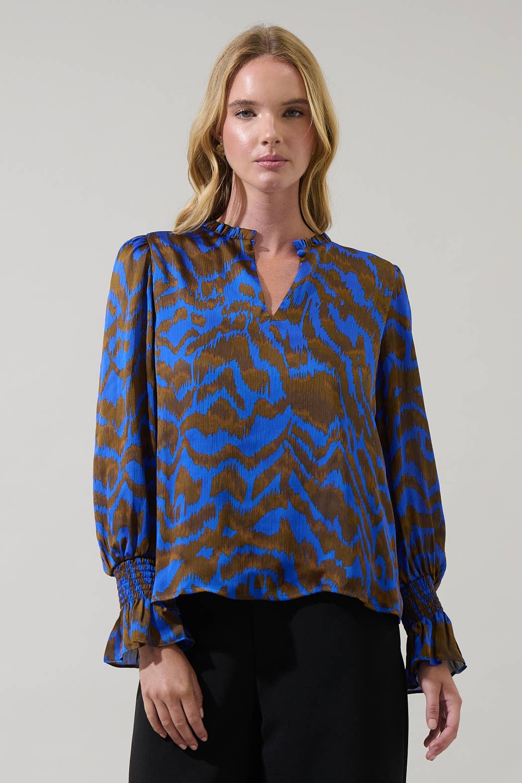 Animal print Keyhole Blouse