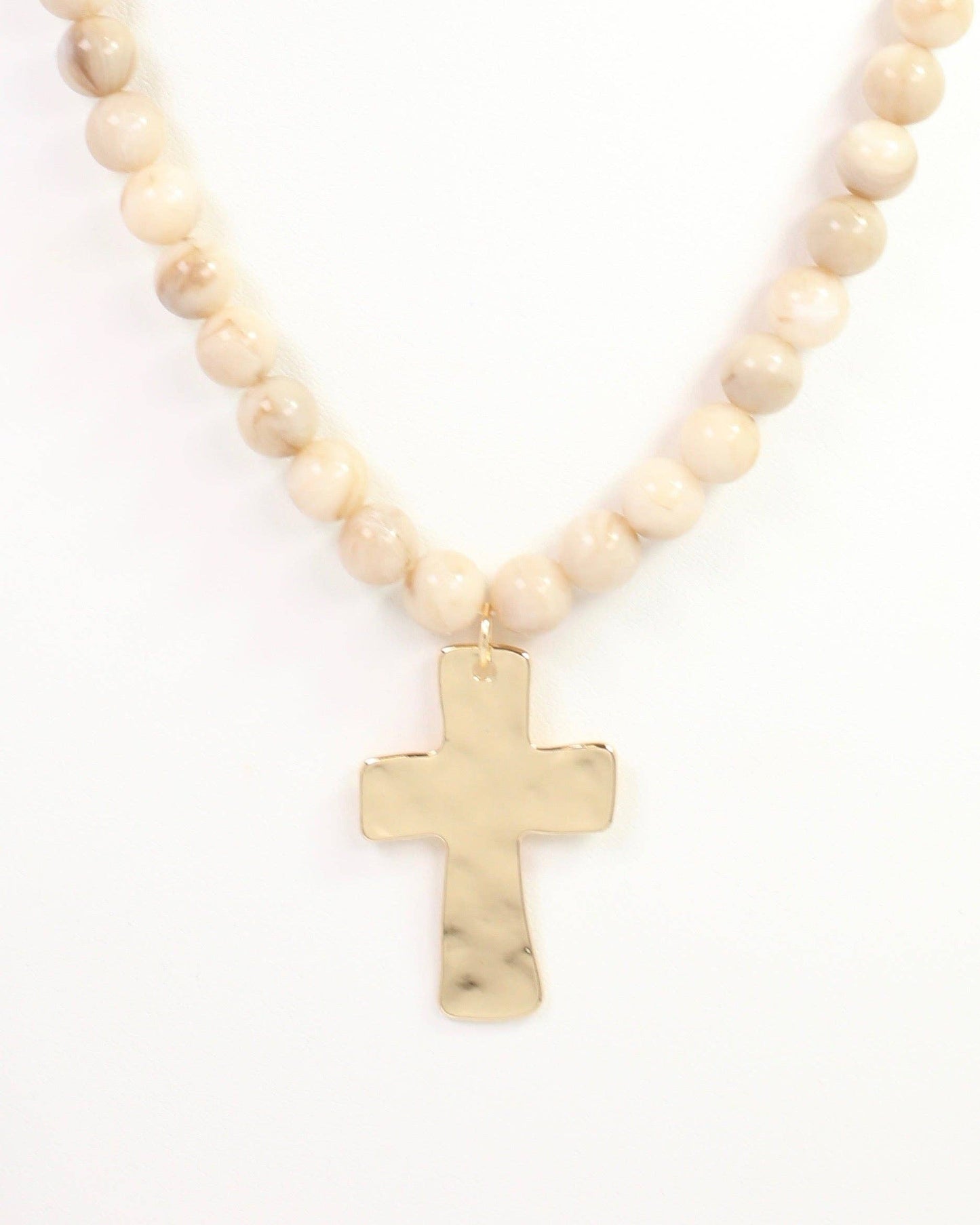 Bakersfield Beaded Cross Necklace Natural