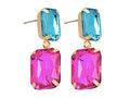 Rhinestone Summer Earrings - Blue & Pink