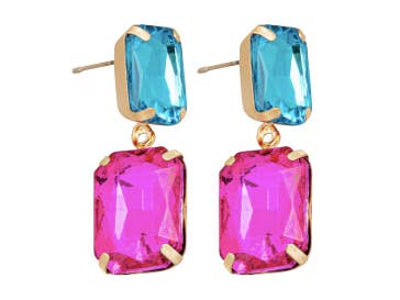 Rhinestone Summer Earrings - Blue & Pink