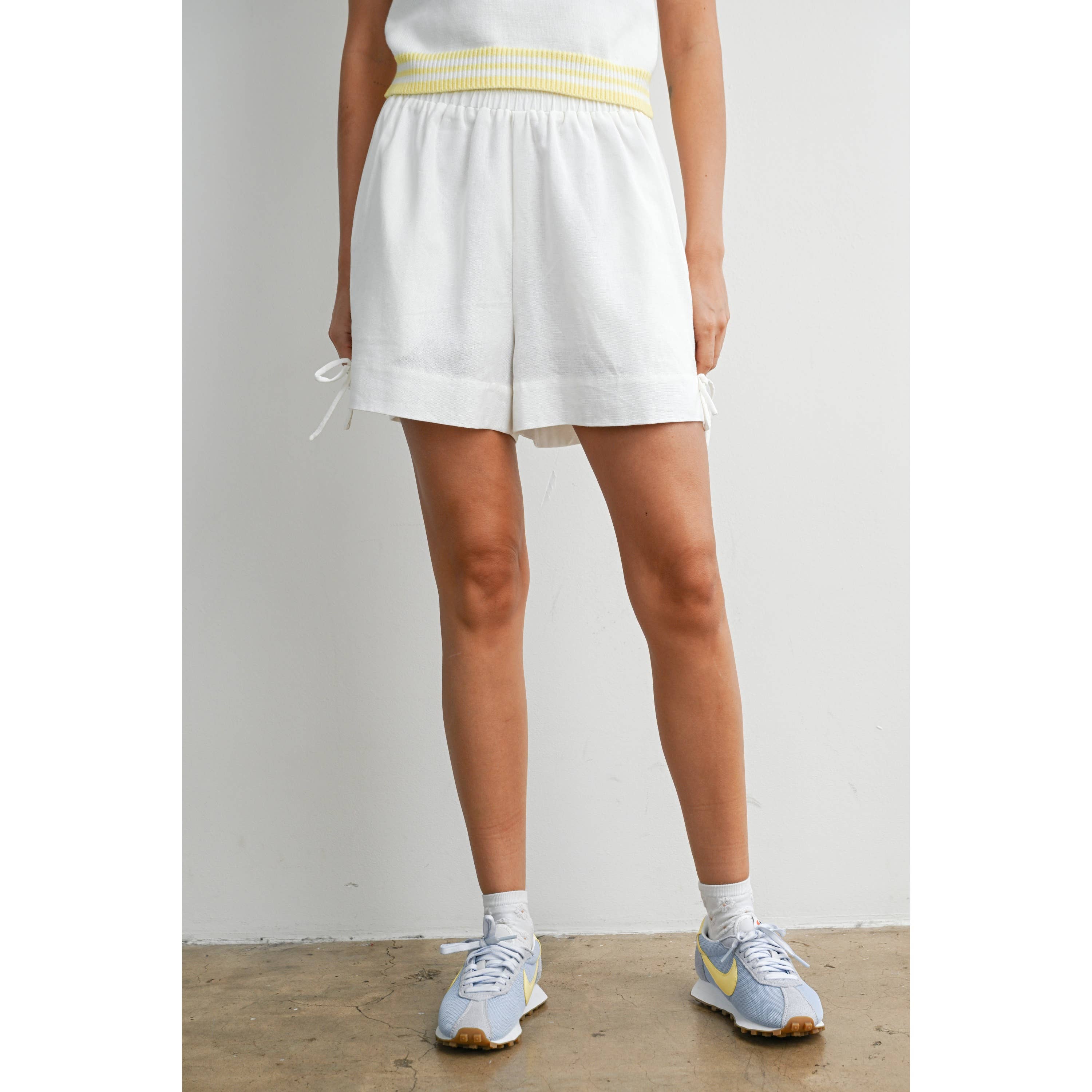Elastic Waist Tie Hem Short