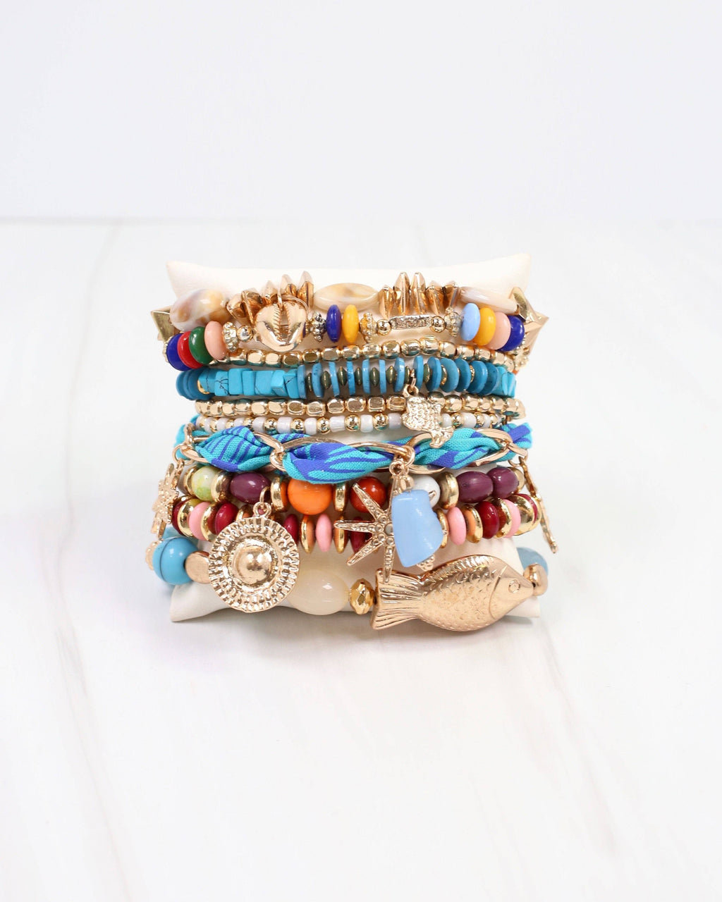 Beaded Stretch Bracelet Blue Multi