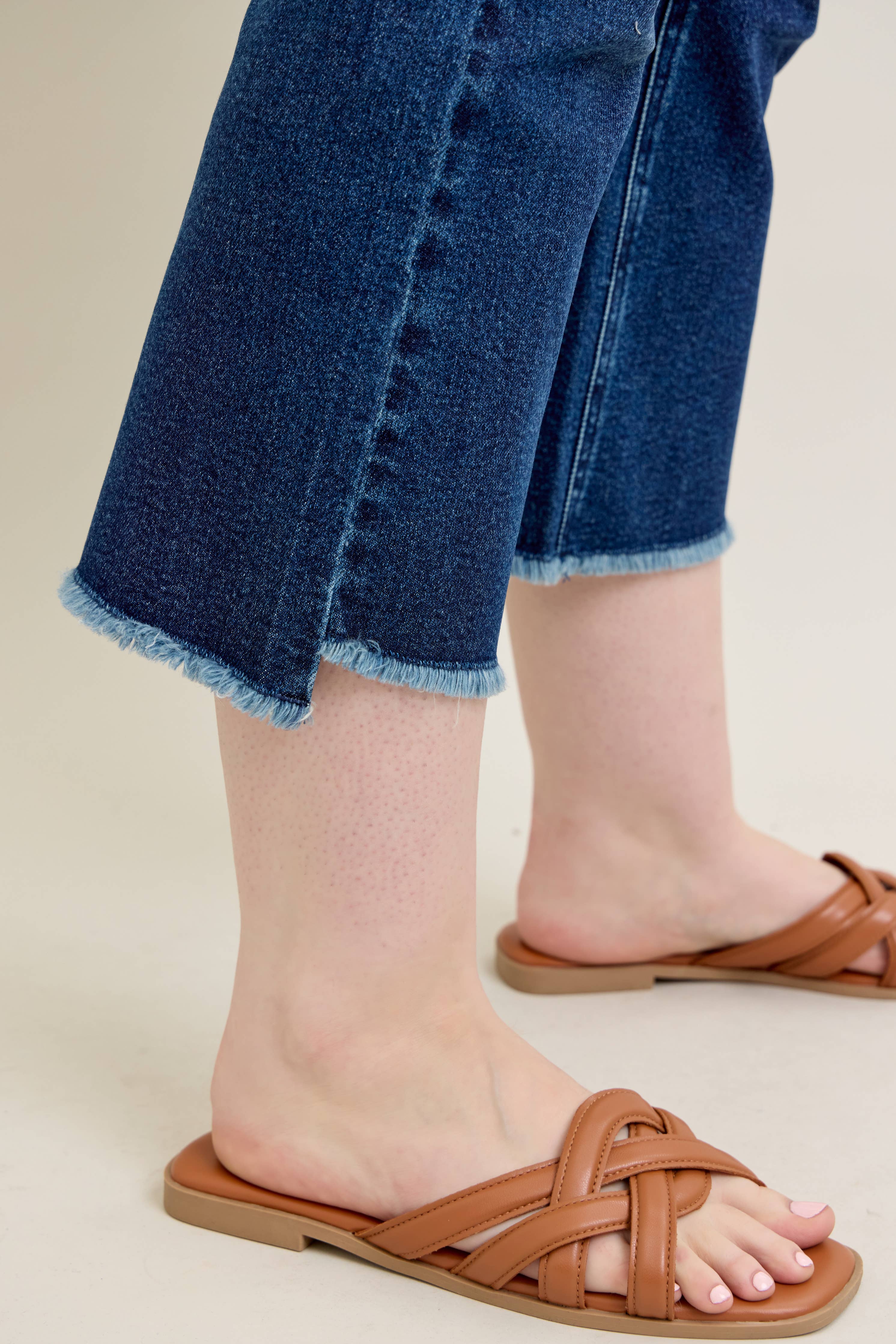 High Waisted Dark Wash Kick Flare- Curvy
