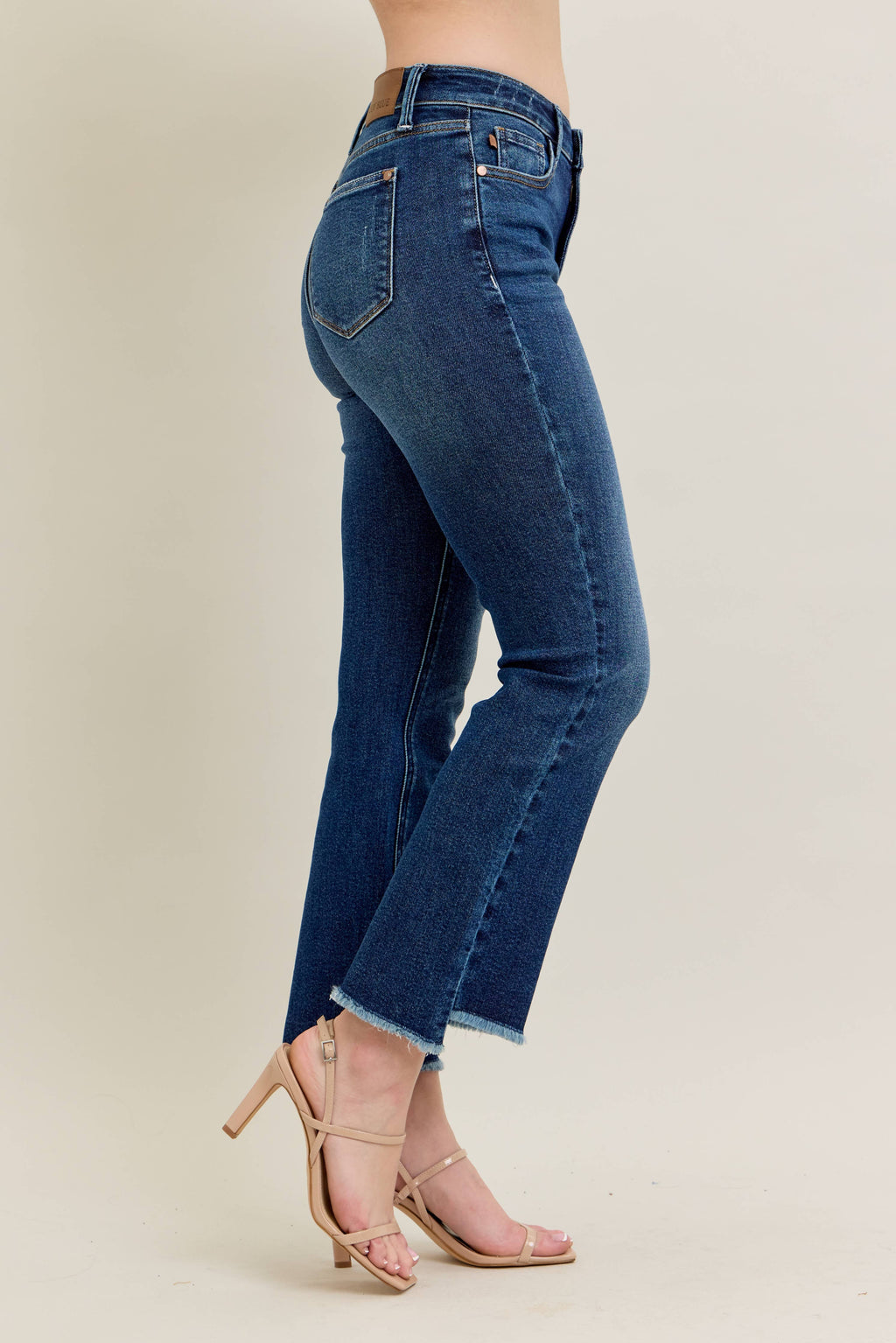 High Waisted Dark Wash Kick Flare
