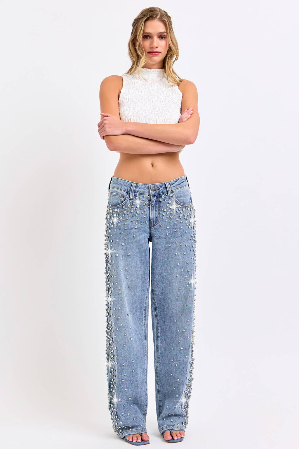 HIGH RISE EMBELLISHED WIDE LEG