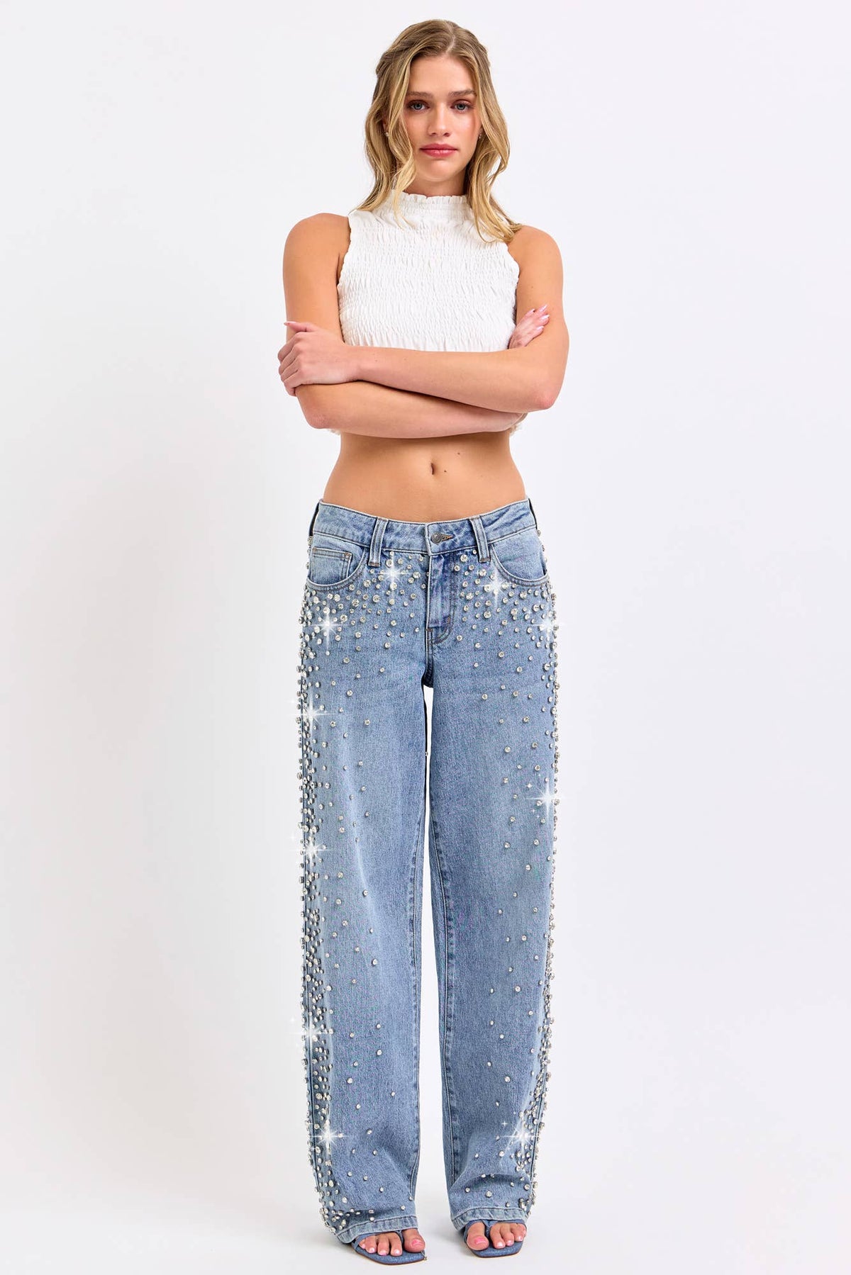 HIGH RISE EMBELLISHED WIDE LEG
