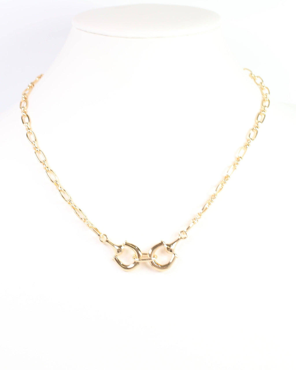Double Horsebit Necklace Gold