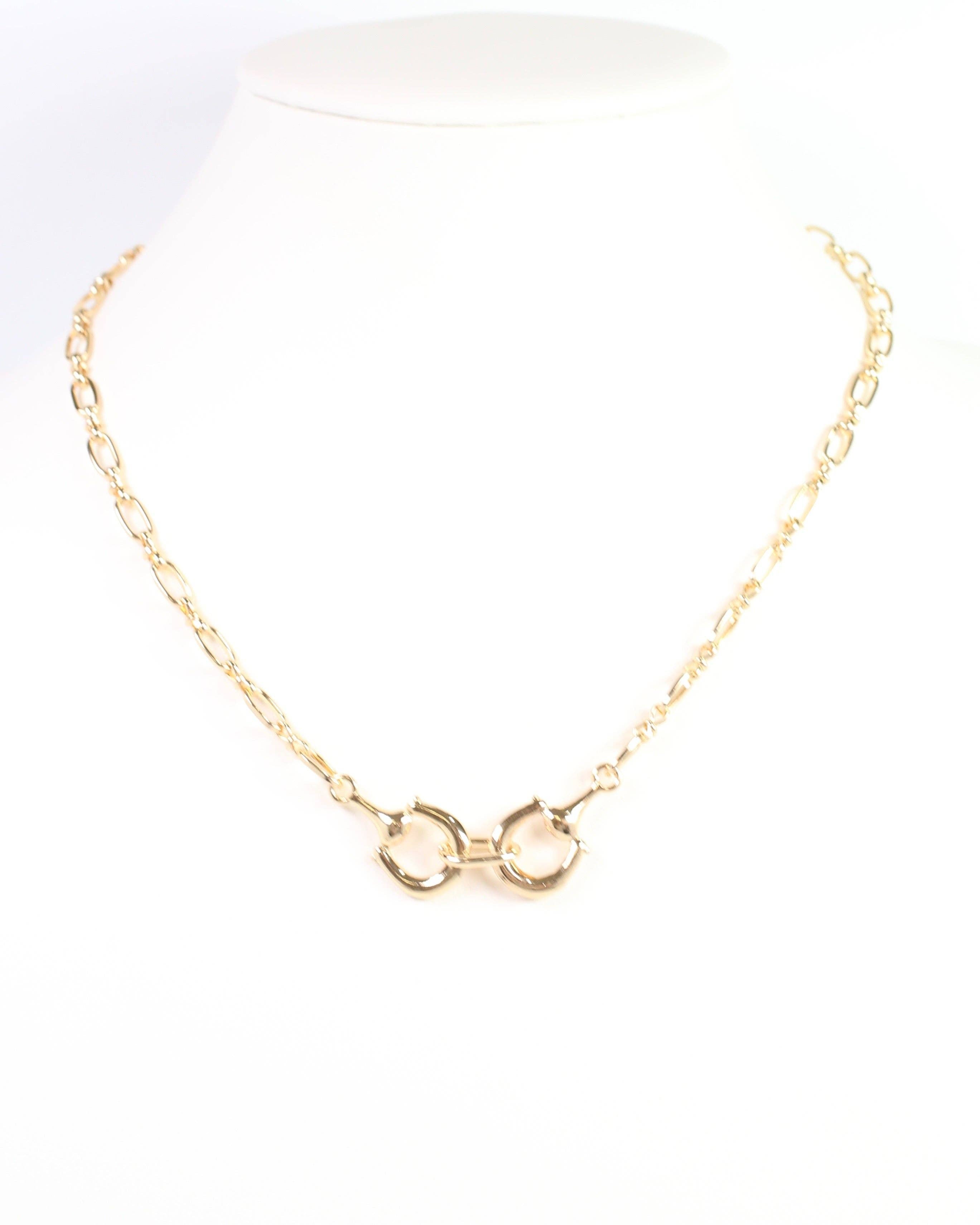 Double Horsebit Necklace Gold