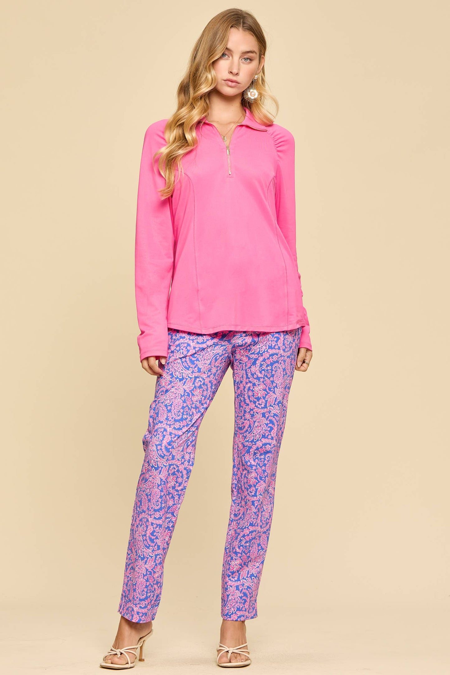 Sun-Cool Shirred Shoulder Long Sleeve Blouse