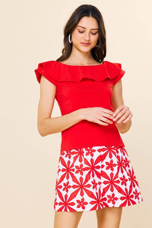 Knit Ruffled Off The Shoulder Top