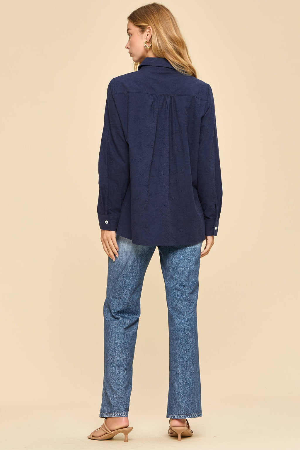 Embroidered Button-Up Blouse