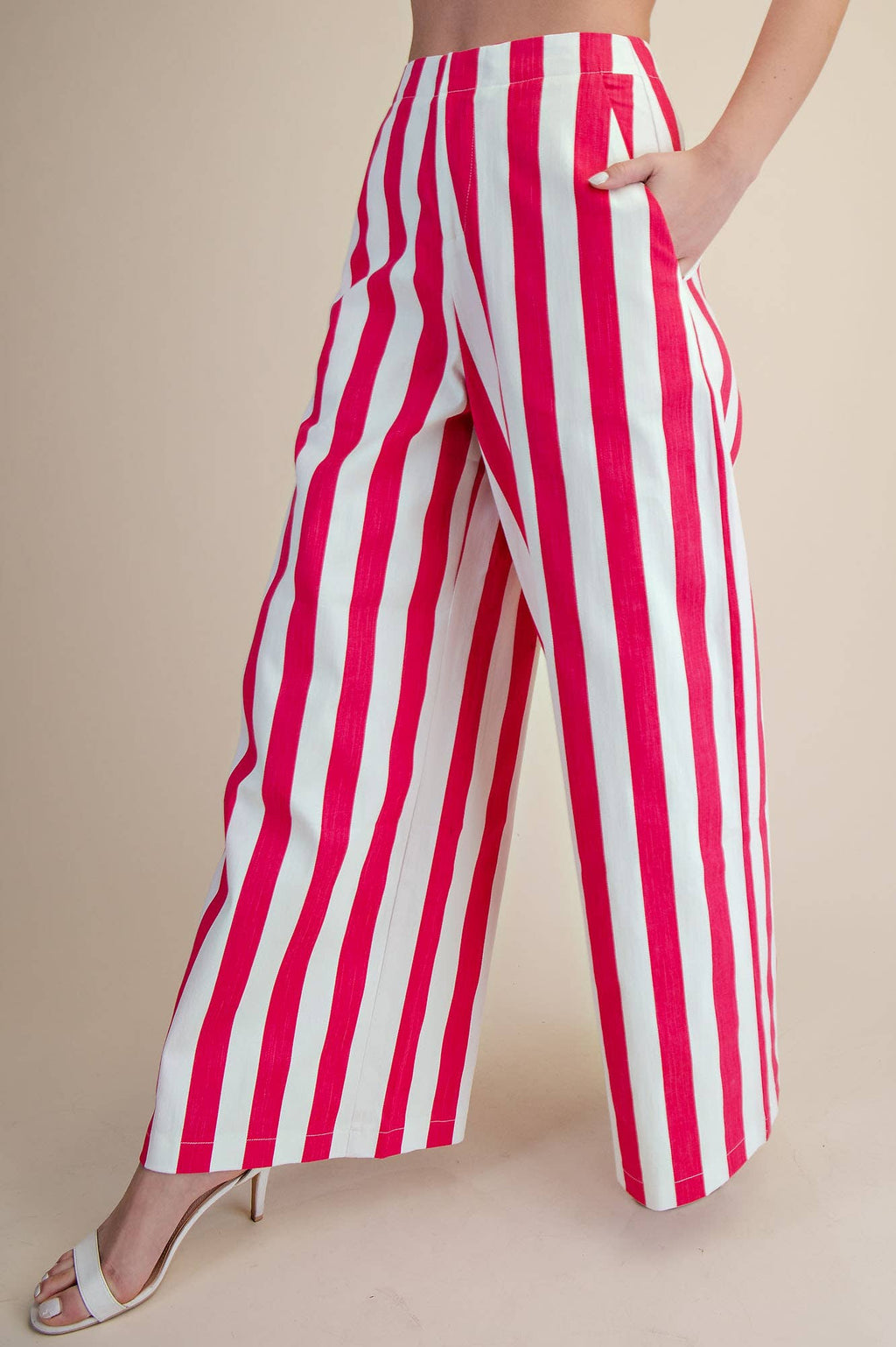 Mid-Rise Wide Leg Stripe Pants