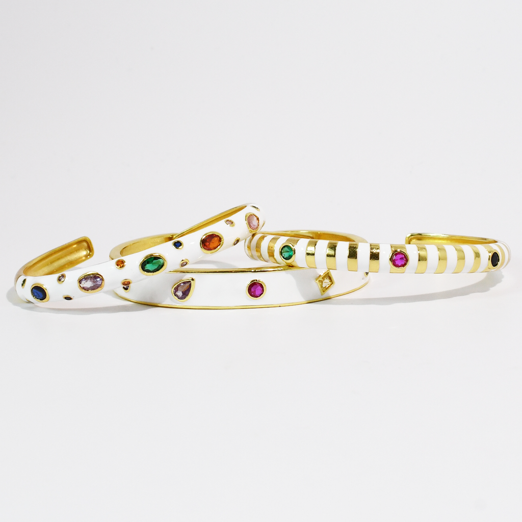 White Confetti Bangle Set