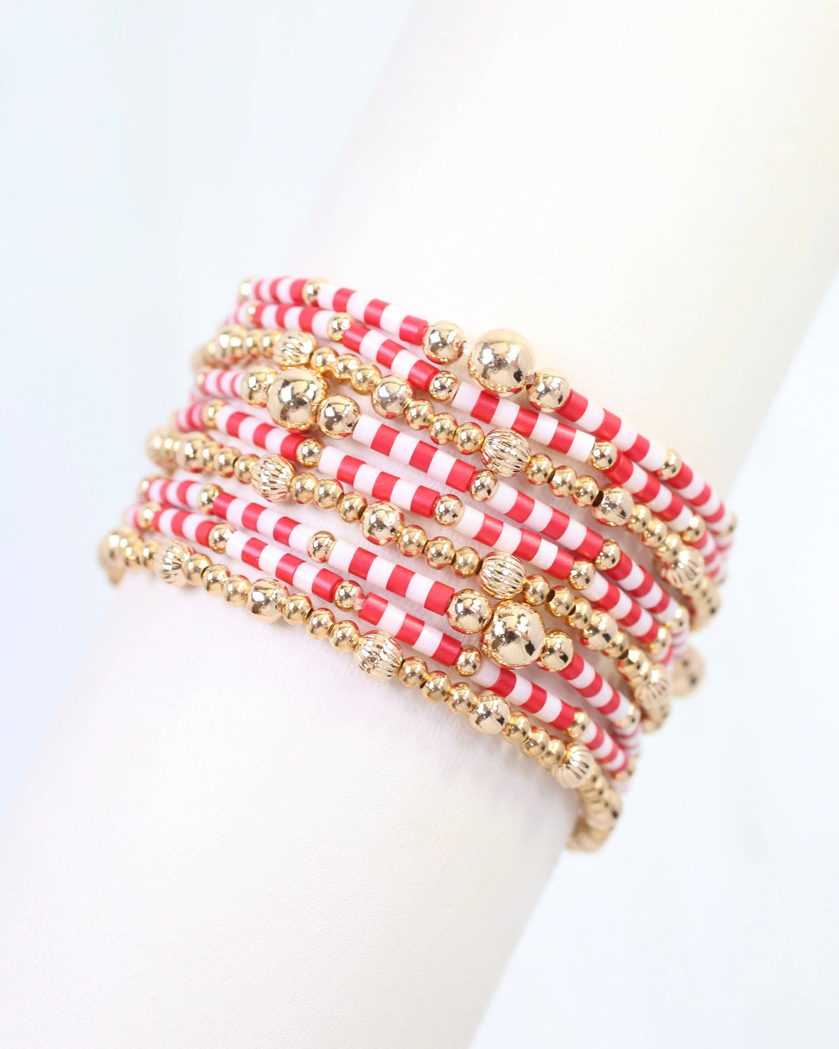 Renee Beaded Bracelet Set Red White