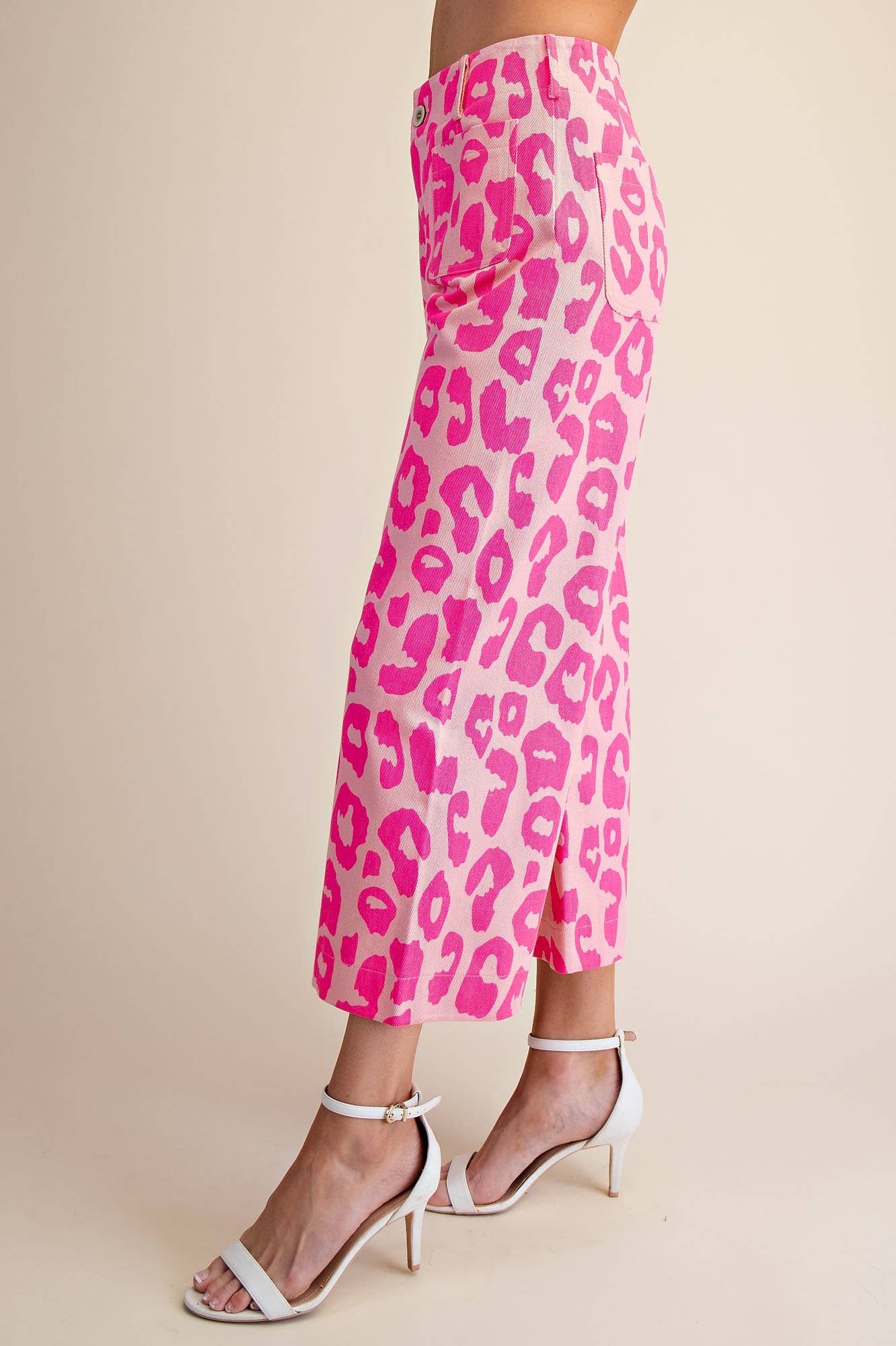 Colette Cropped Wide-Leg Neon Leopard Pants