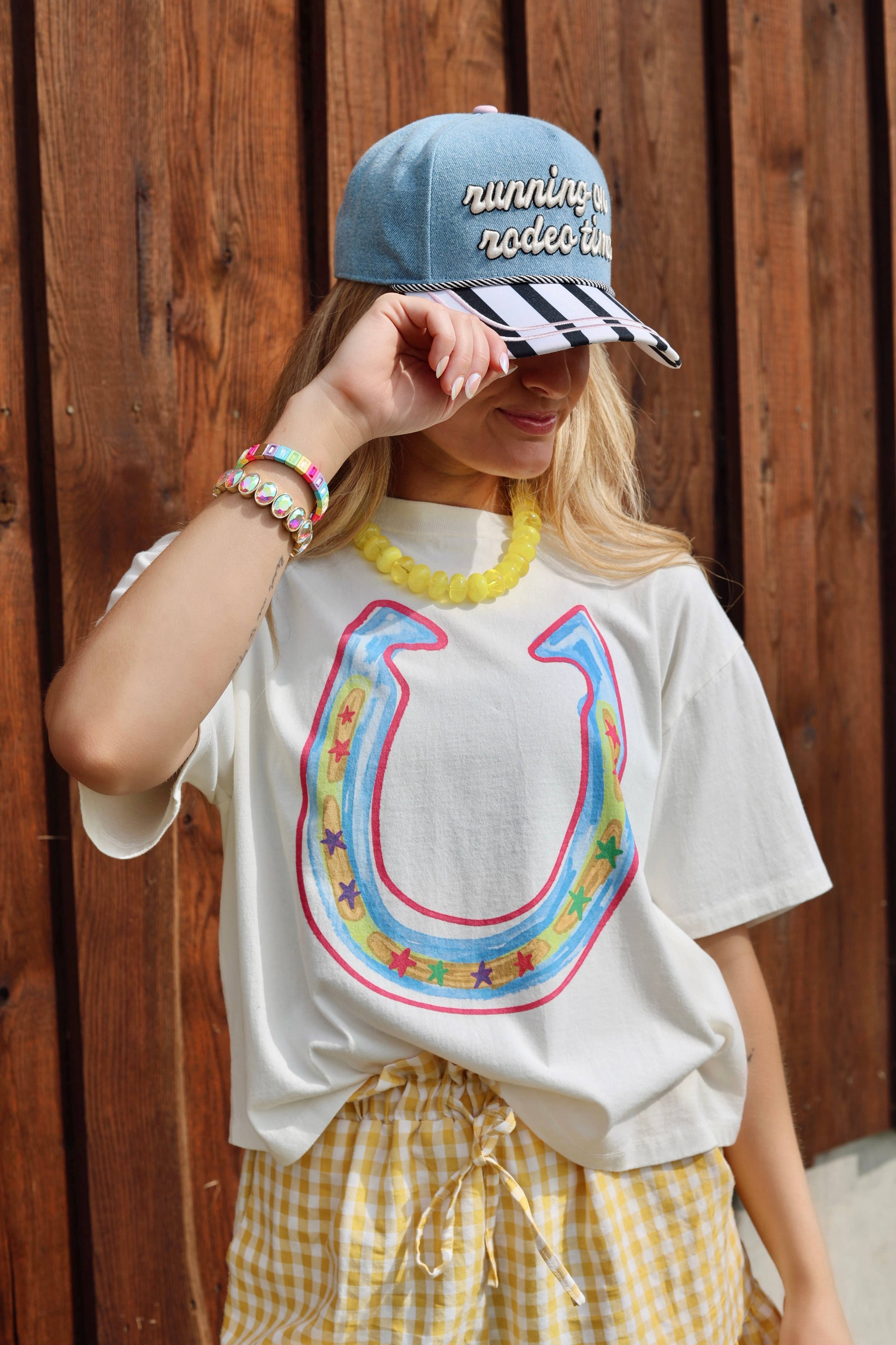 Bright Luck Horseshoe Crop Tee
