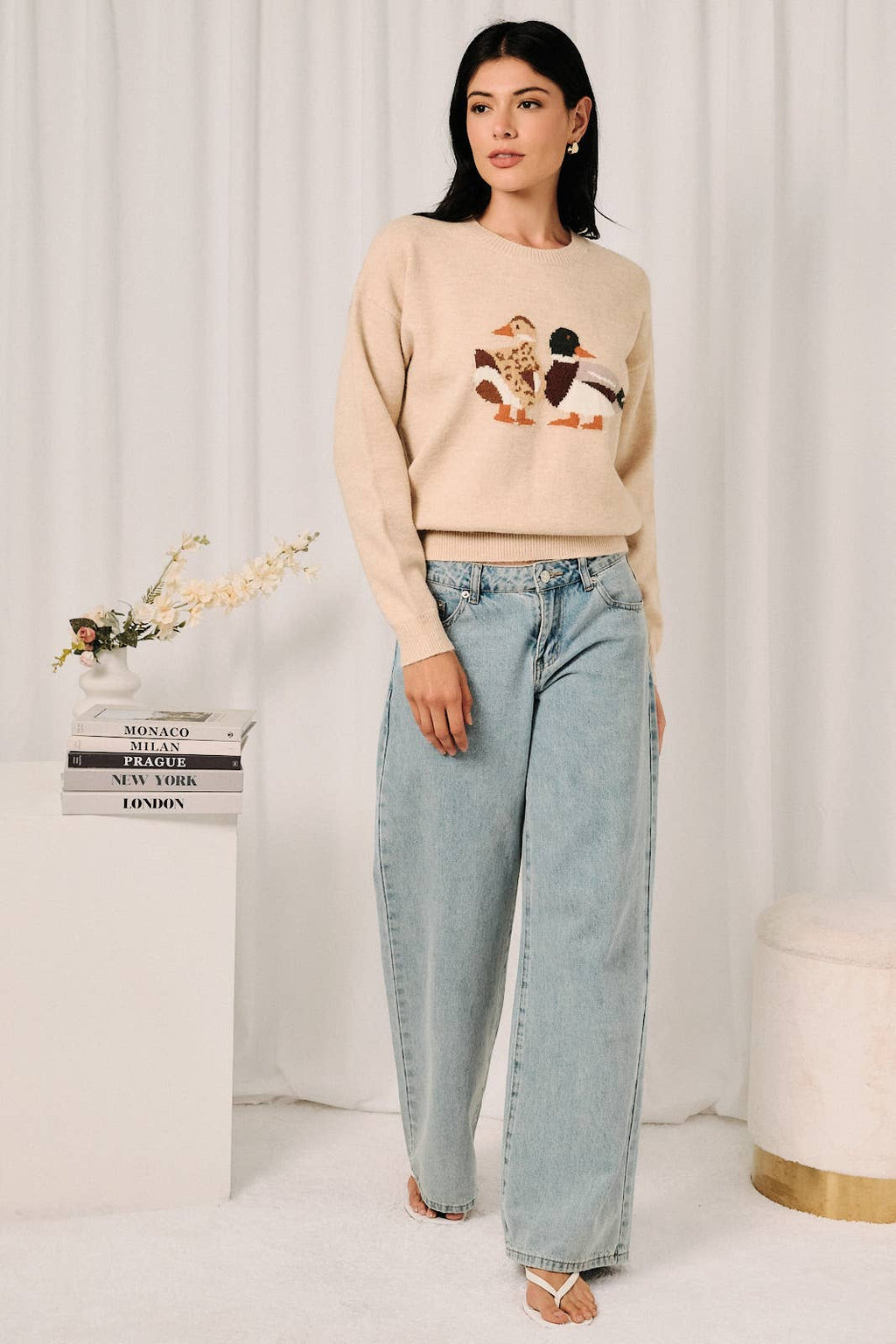 Round Neck Long-Sleeve  "MALLARD DUCK" Sweater