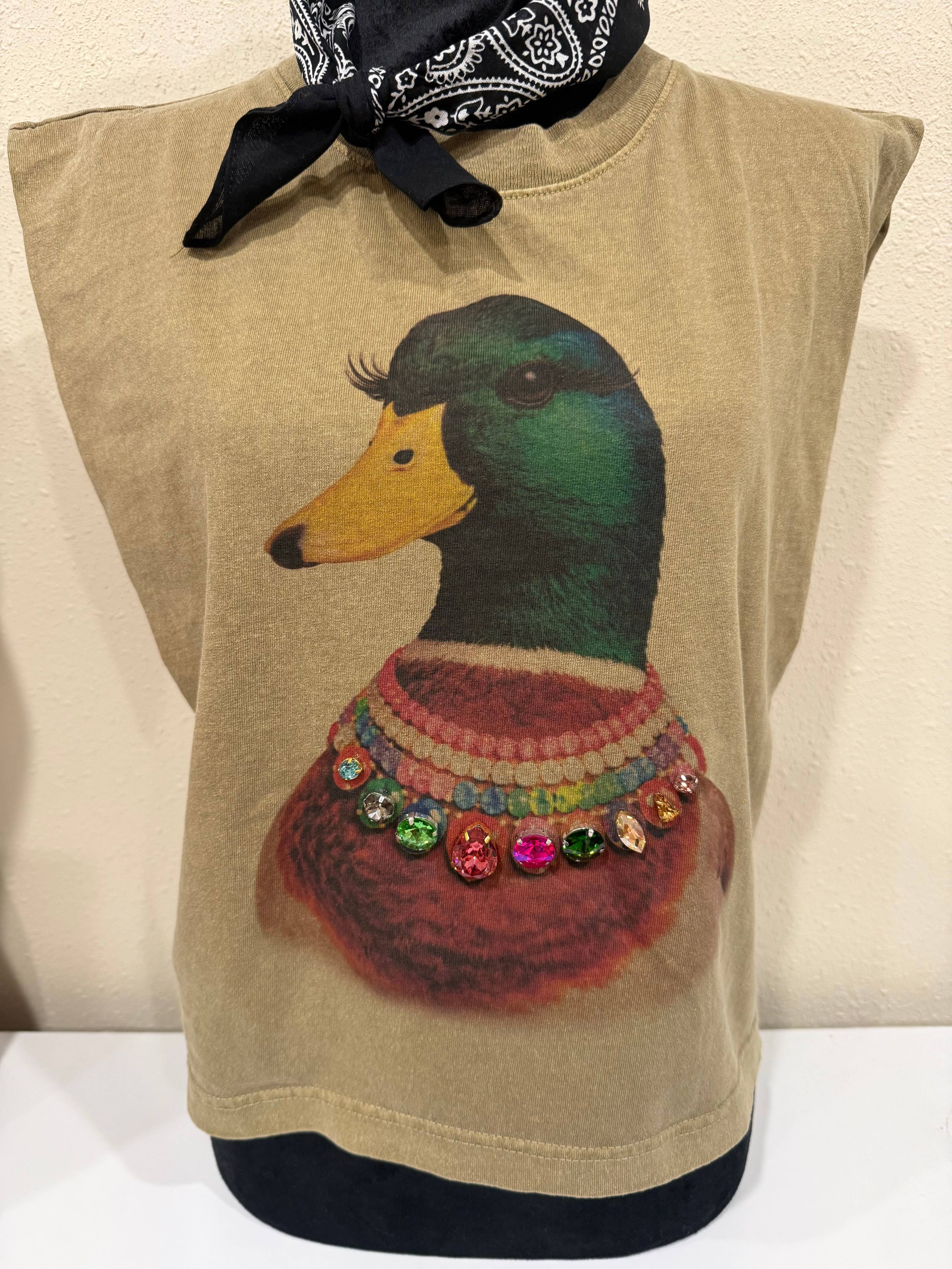 Jeweled Collar Mallard Duck on Faded Army