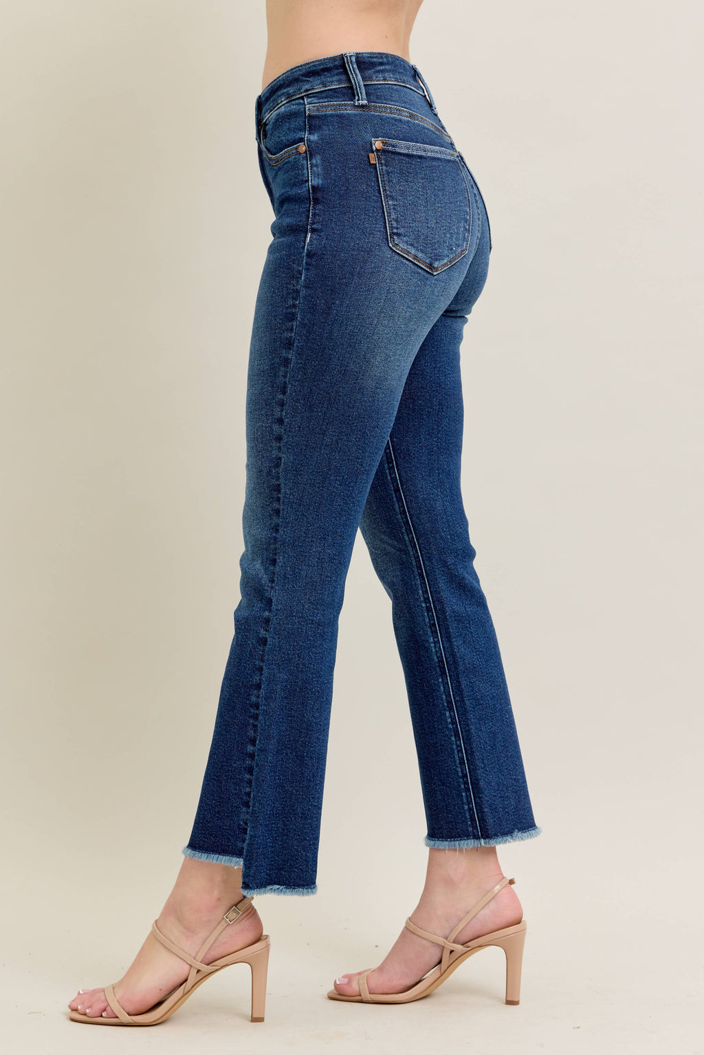 High Waisted Dark Wash Kick Flare
