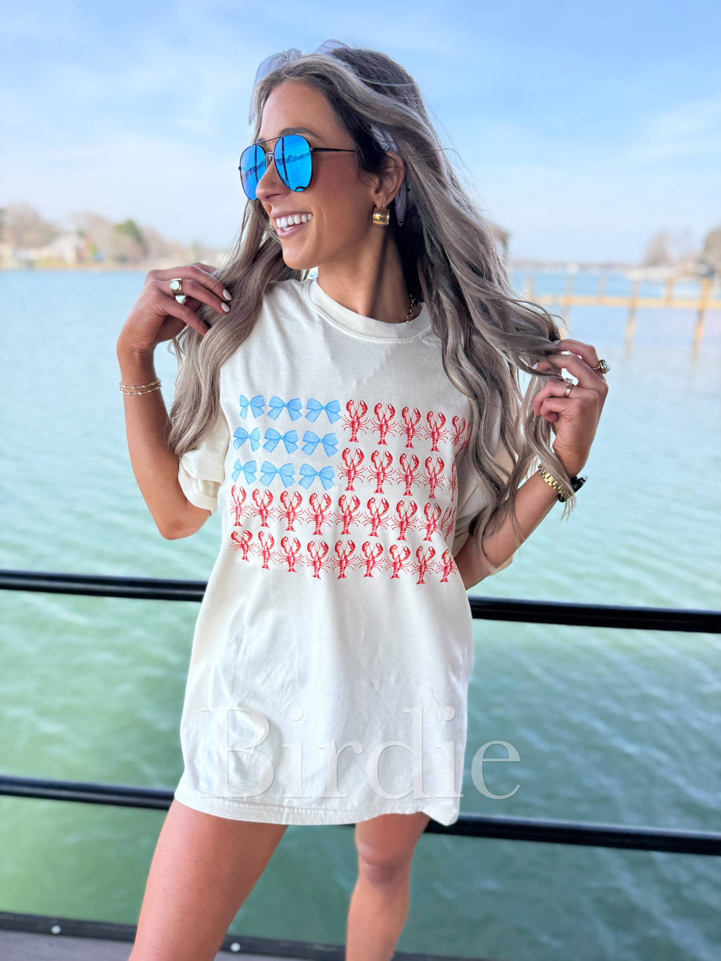 Lobster Bow Flag Graphic Tee on Ivory