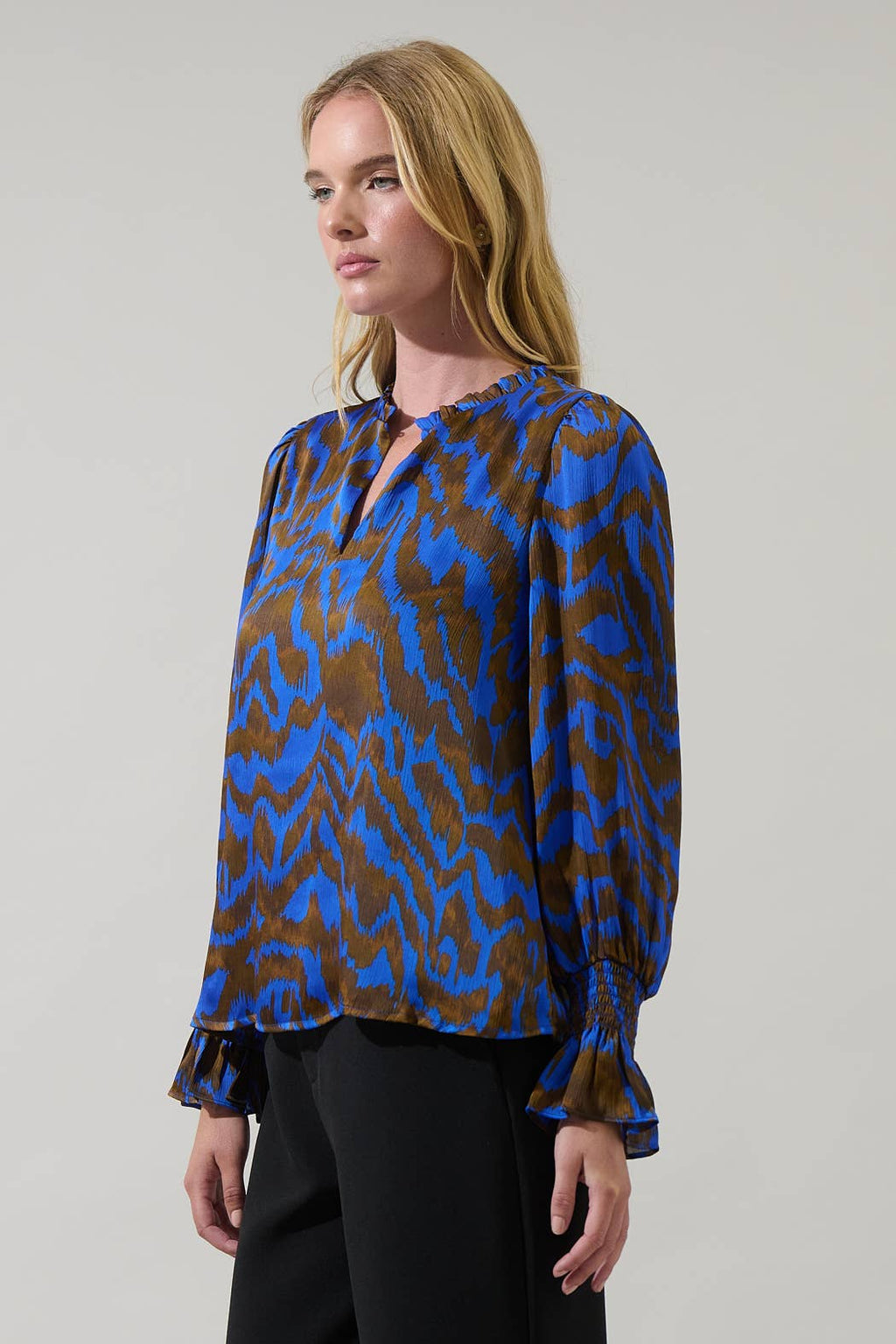 Animal print Keyhole Blouse