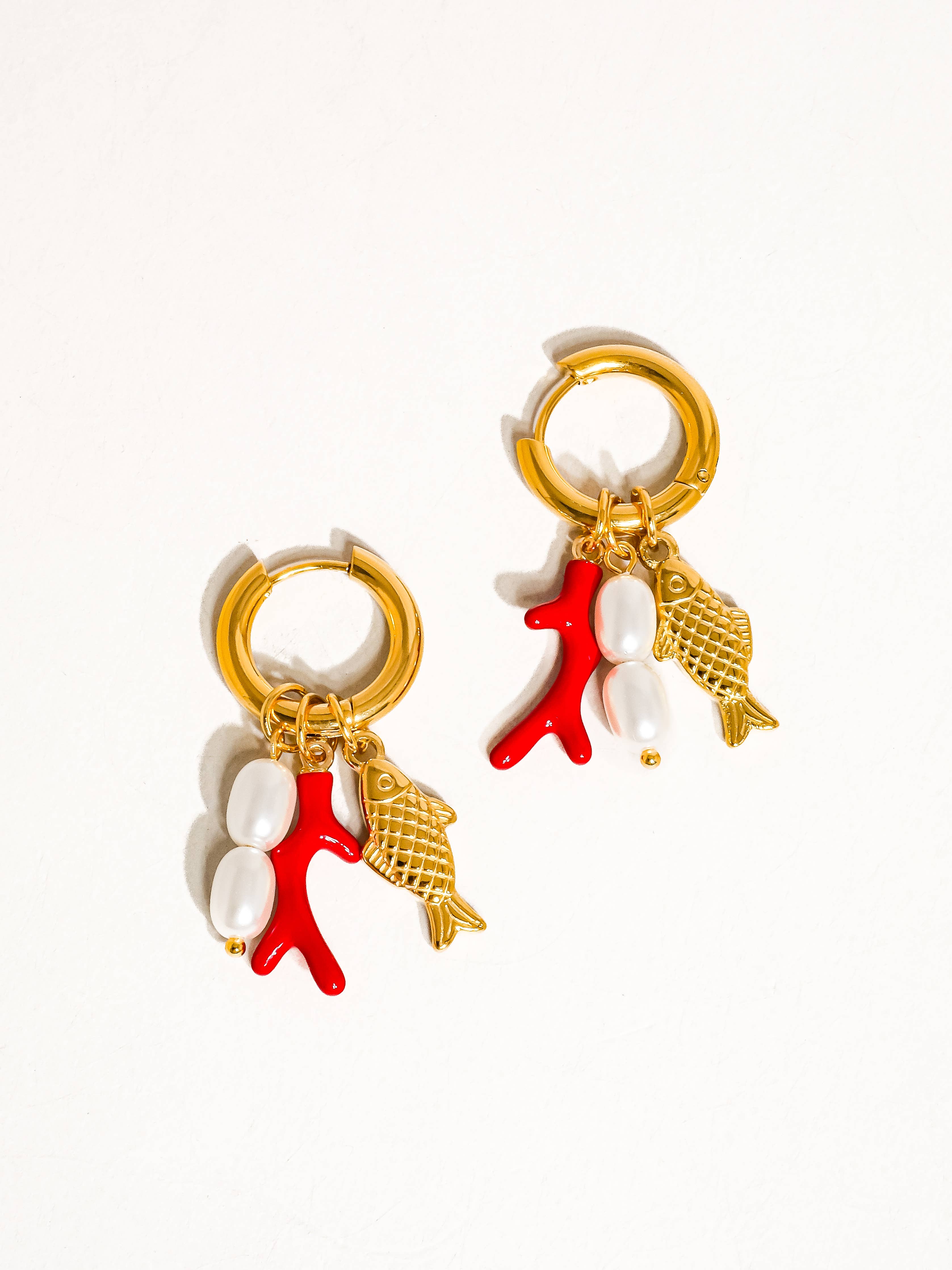 18K Gold Dip Non-Tarnish Fish Pearl Earring