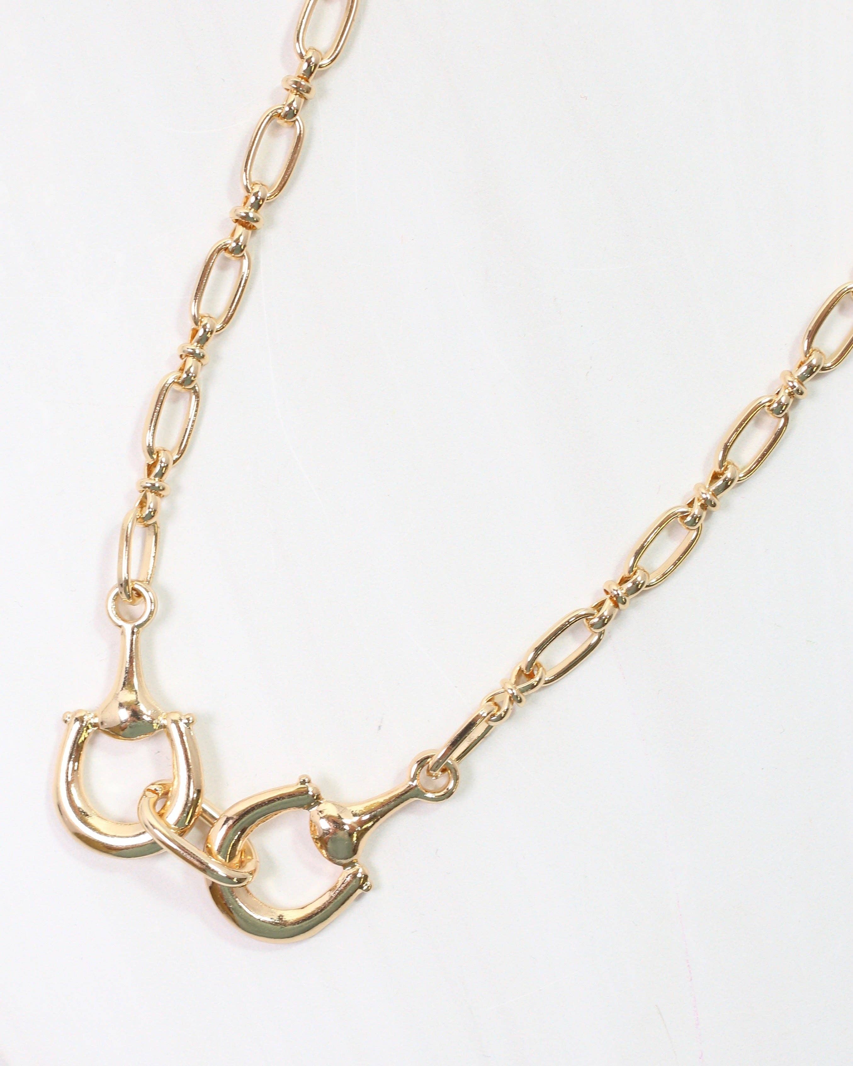 Double Horsebit Necklace Gold