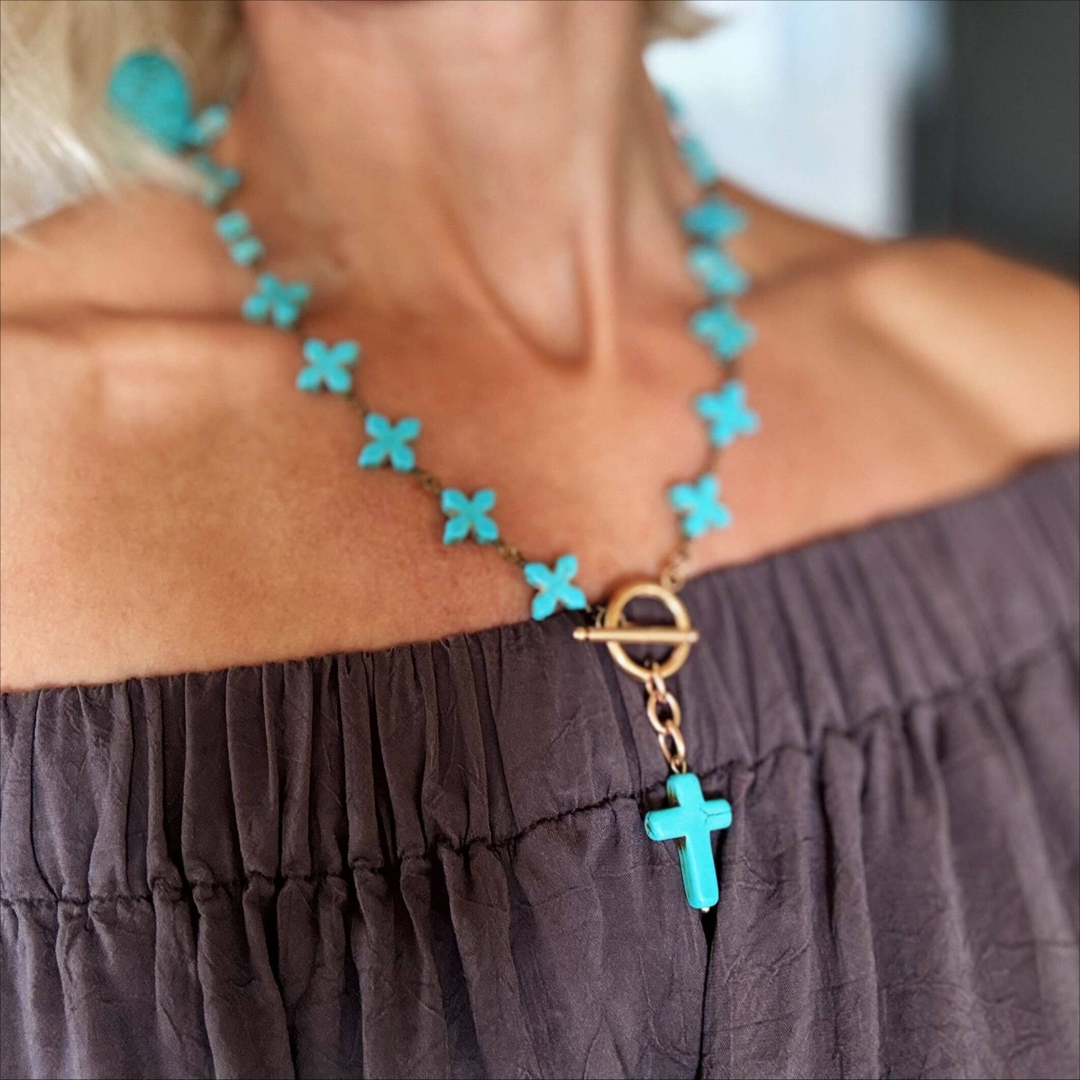 Howlite Cross Rosary Choker Limited Edition Necklace