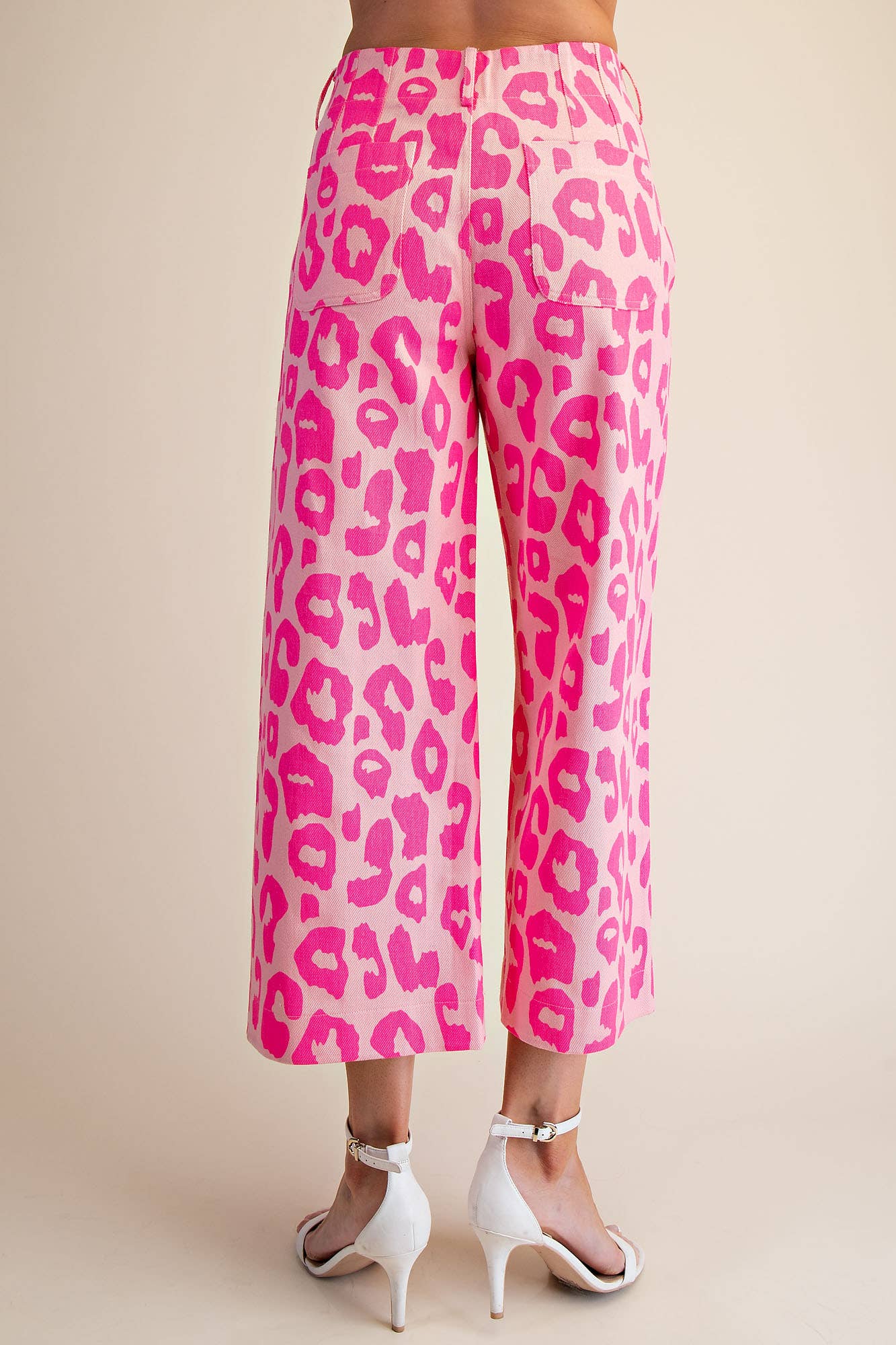 Colette Cropped Wide-Leg Neon Leopard Pants