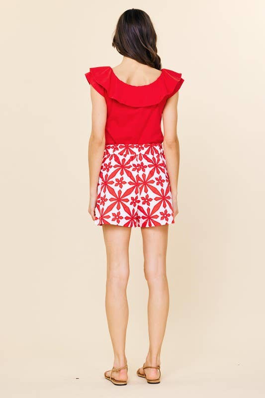 Embroidered Shorts With Zipper