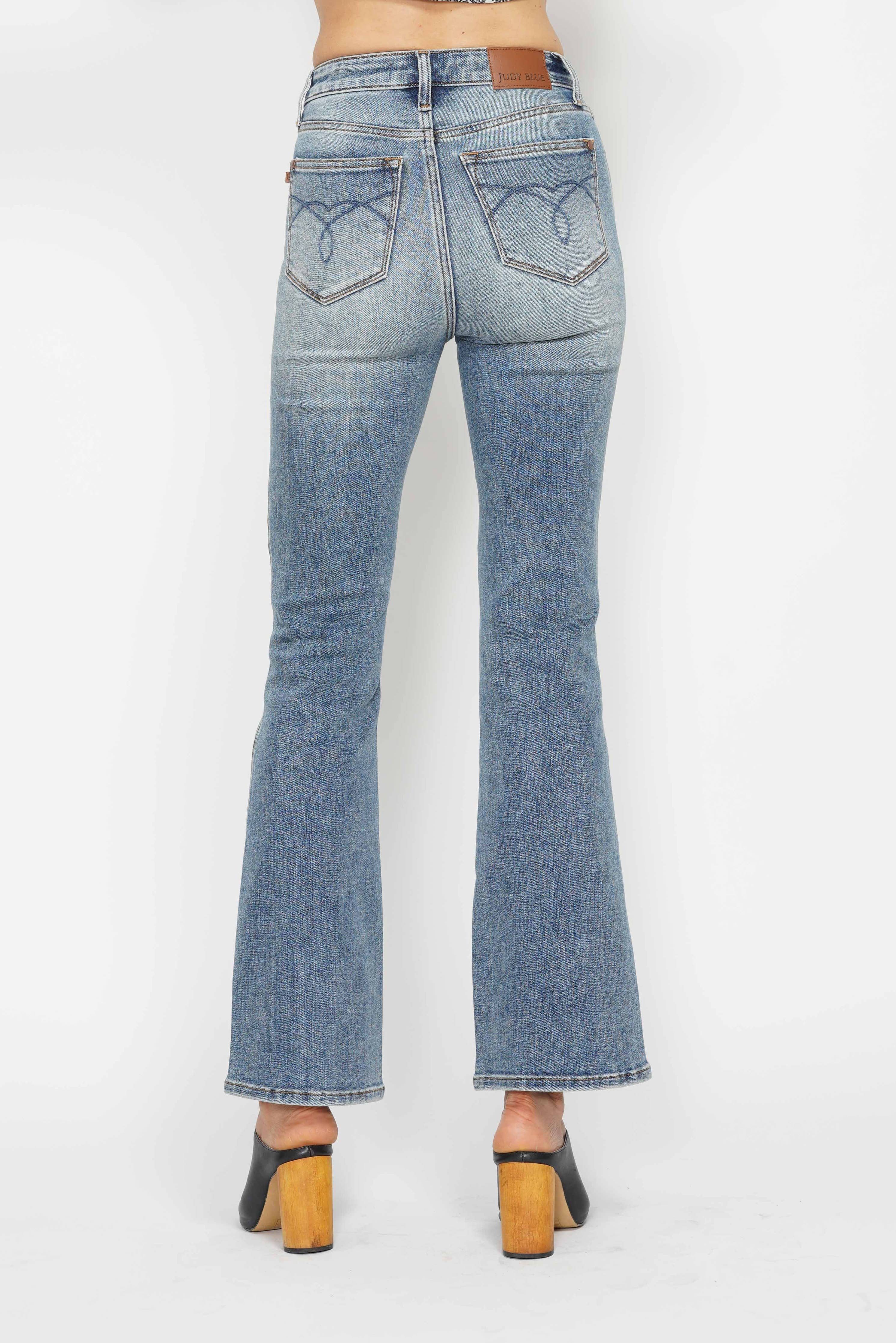 Tummy Control Back Pkt Embroidered Bootcut