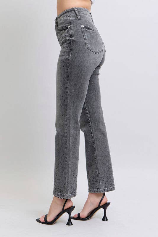Rhinestone high waisted ￼Straight leg