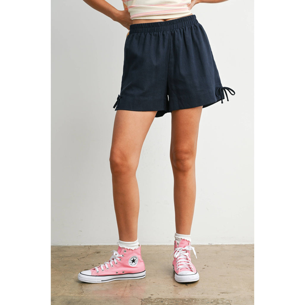 Elastic Waist Tie Hem Short