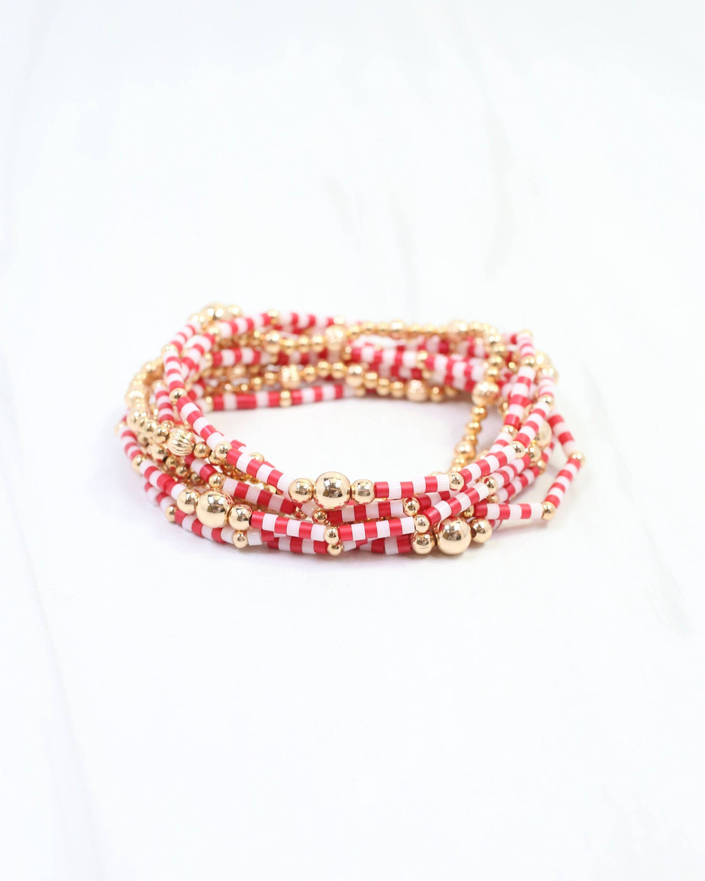 Renee Beaded Bracelet Set Red White