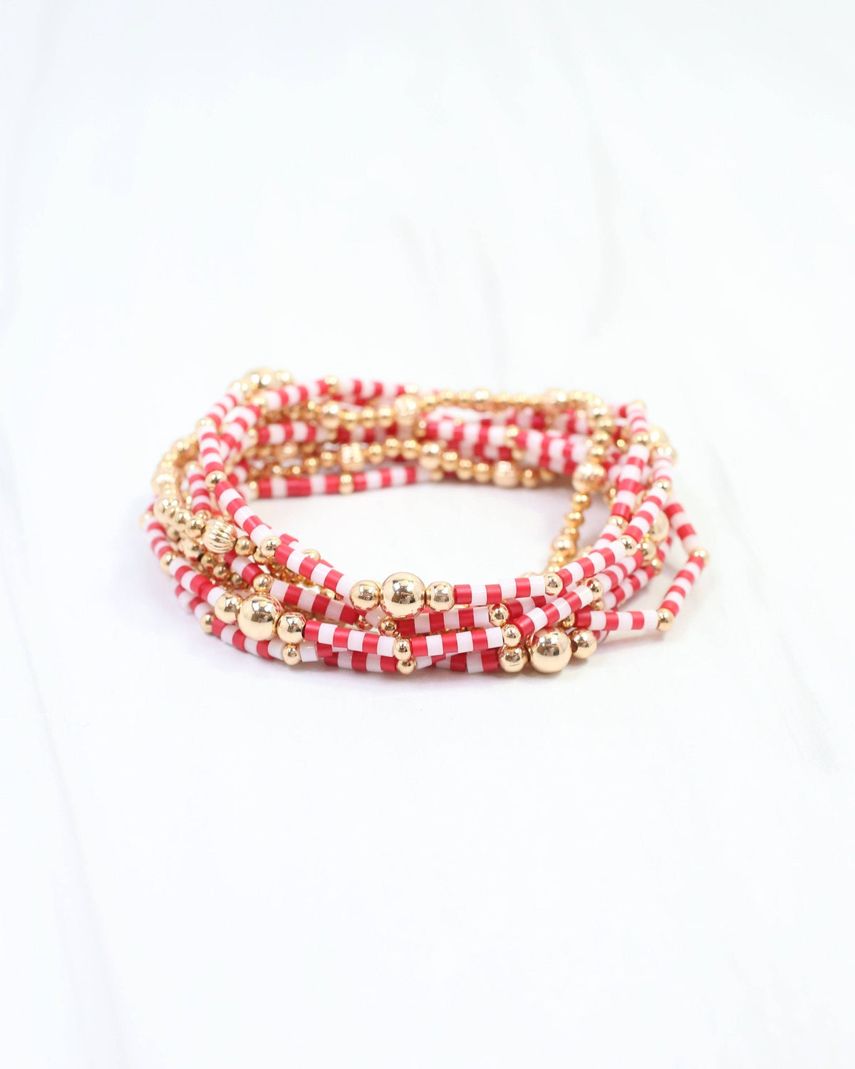 Renee Beaded Bracelet Set Red White