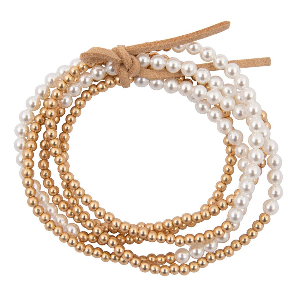 Dainty Pearl Golden Stack Bracelet Set
