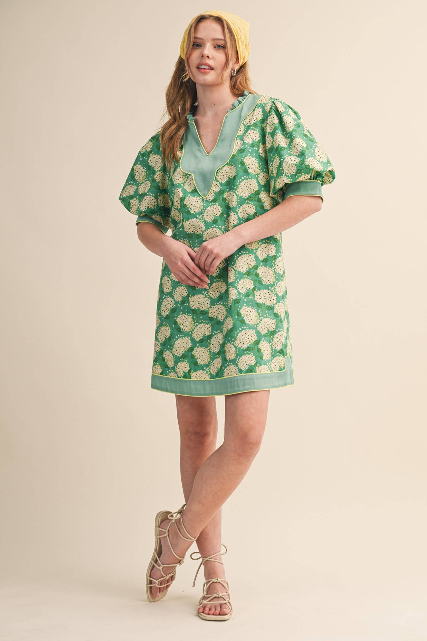 FLORAL PRINT PUFF SLEEVE A-LINE MINI DRESS