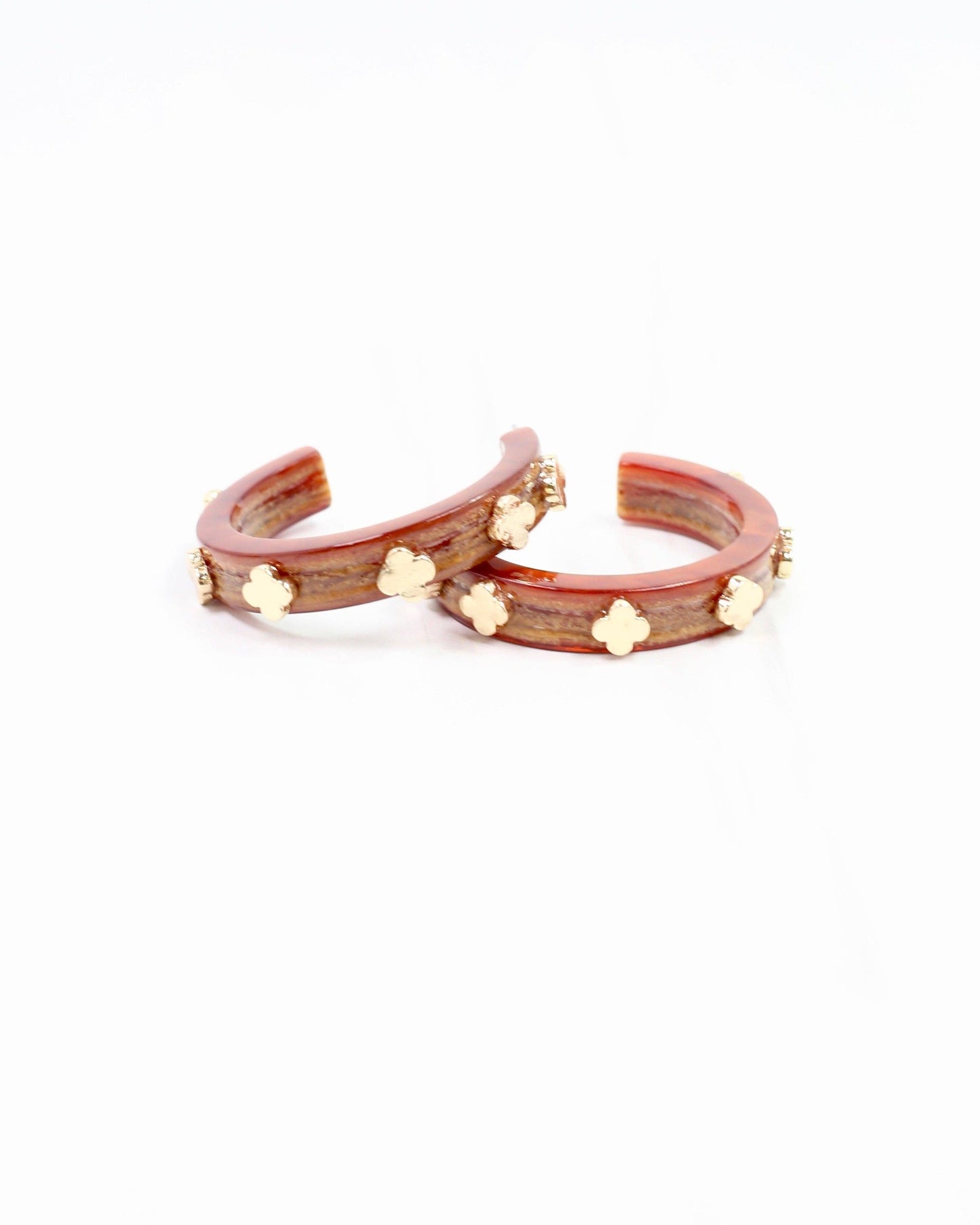 Bellamy Clover Hoop Earring Nat Tortoise