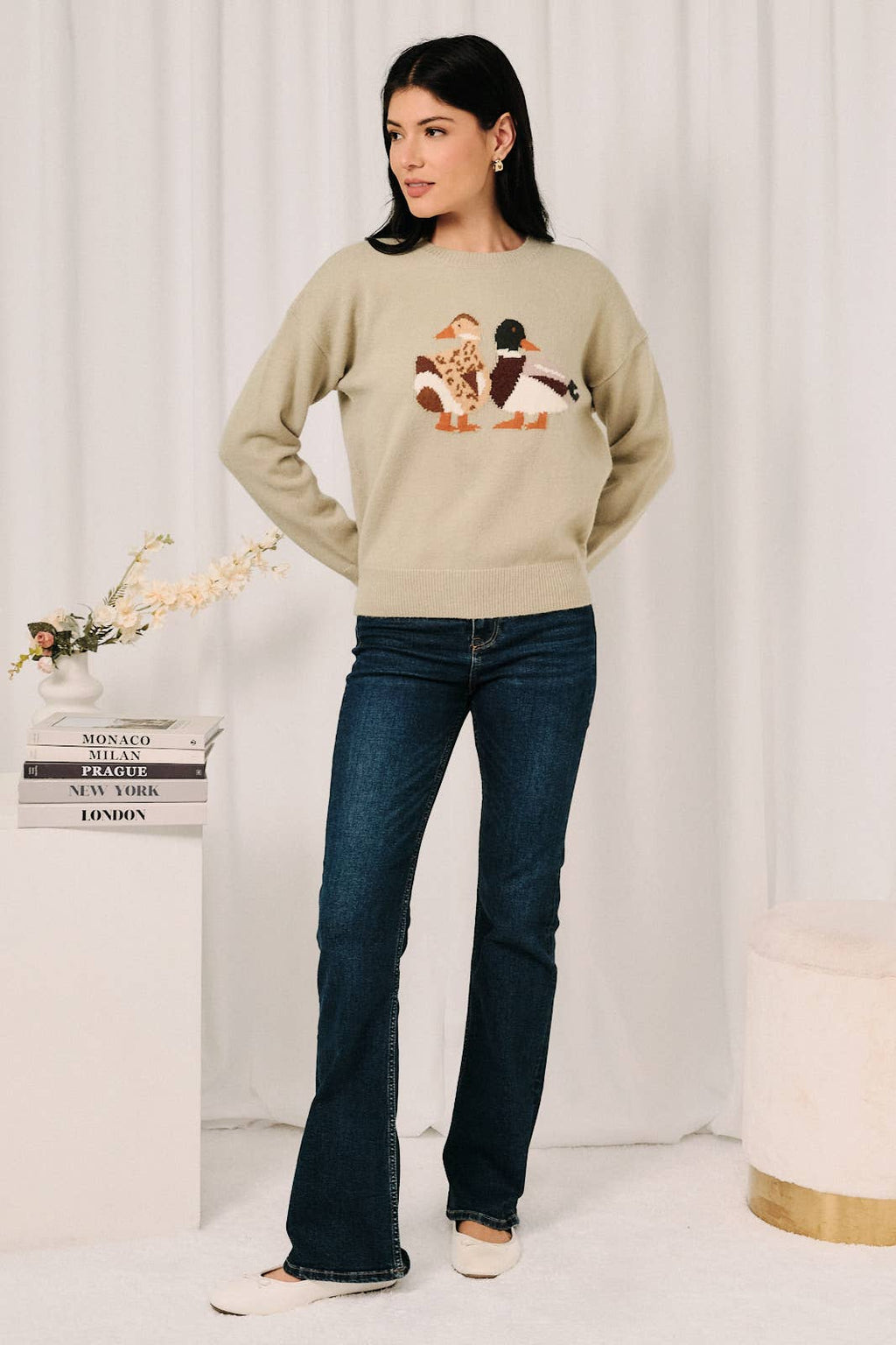 Round Neck Long-Sleeve  "MALLARD DUCK" Sweater