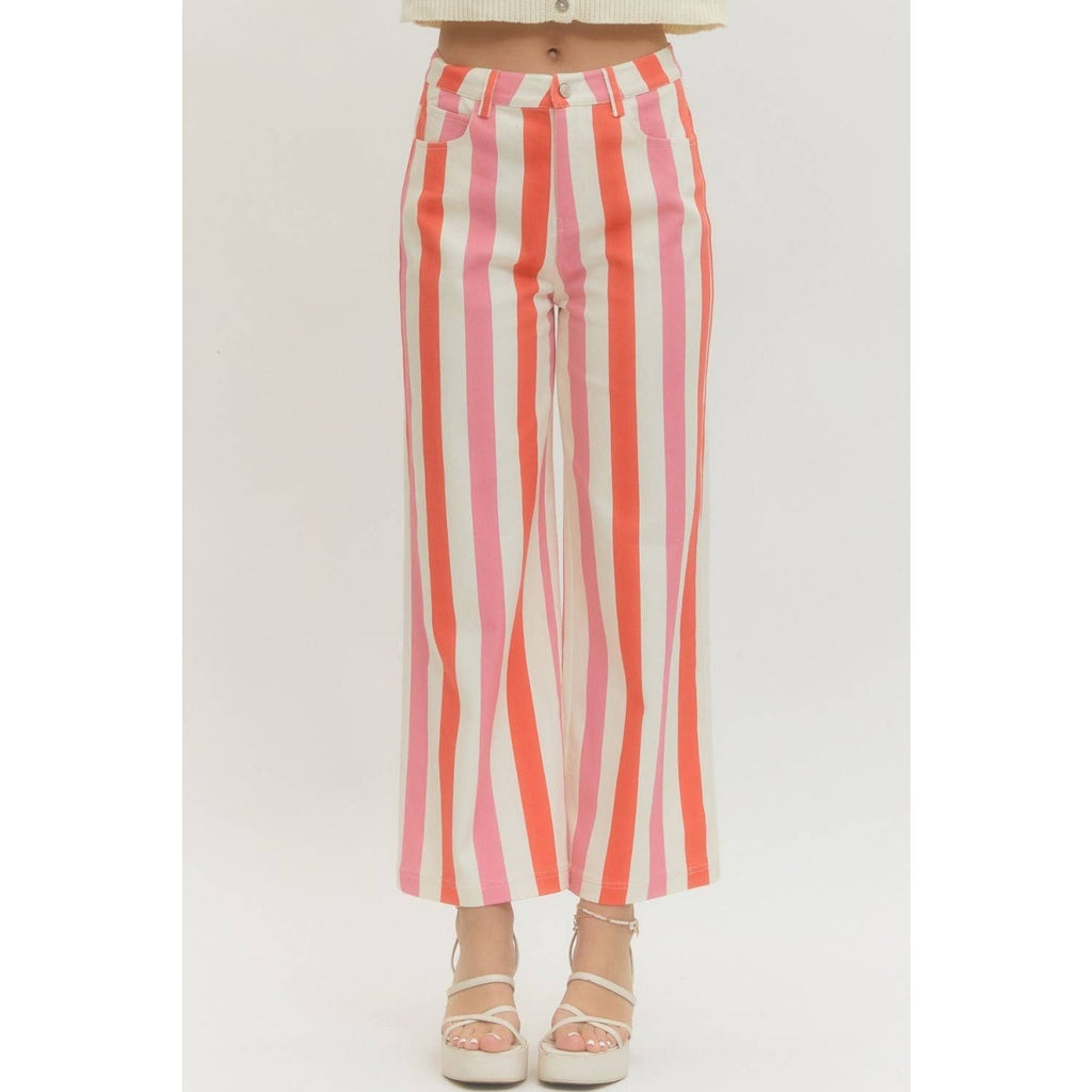 NEW Stripe ankle-wide leg pants