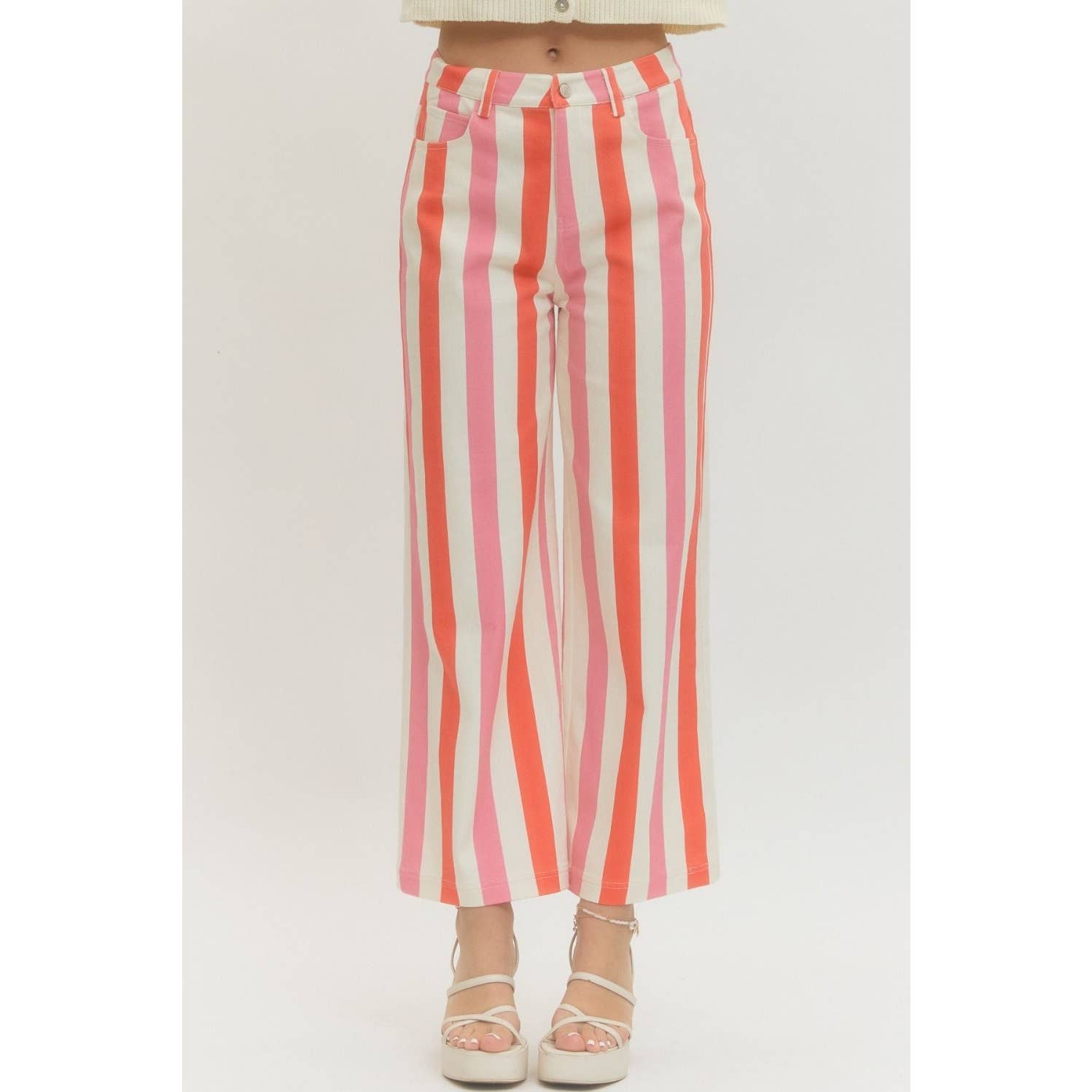 NEW Stripe ankle-wide leg pants