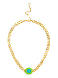 Enamel and Crystal Charm Collar Necklace