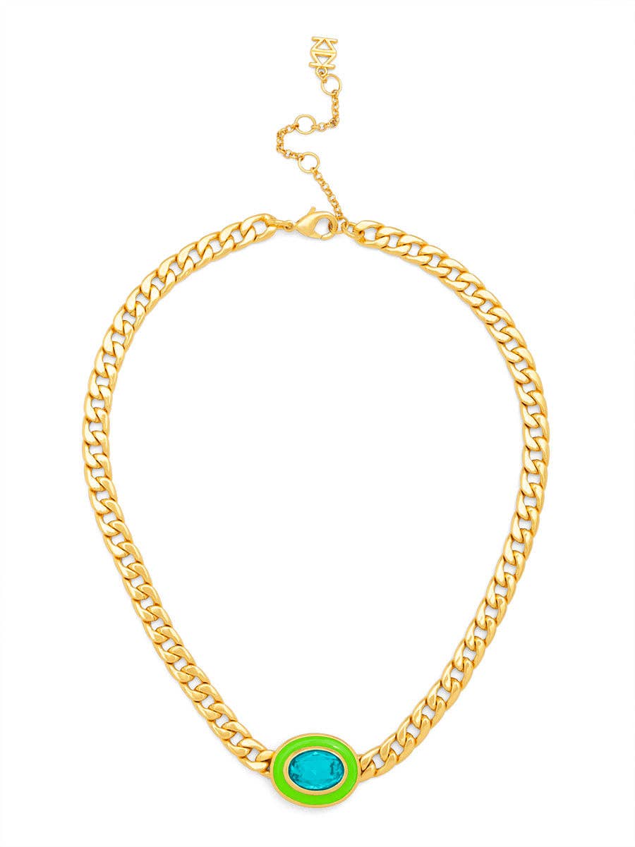 Enamel and Crystal Charm Collar Necklace