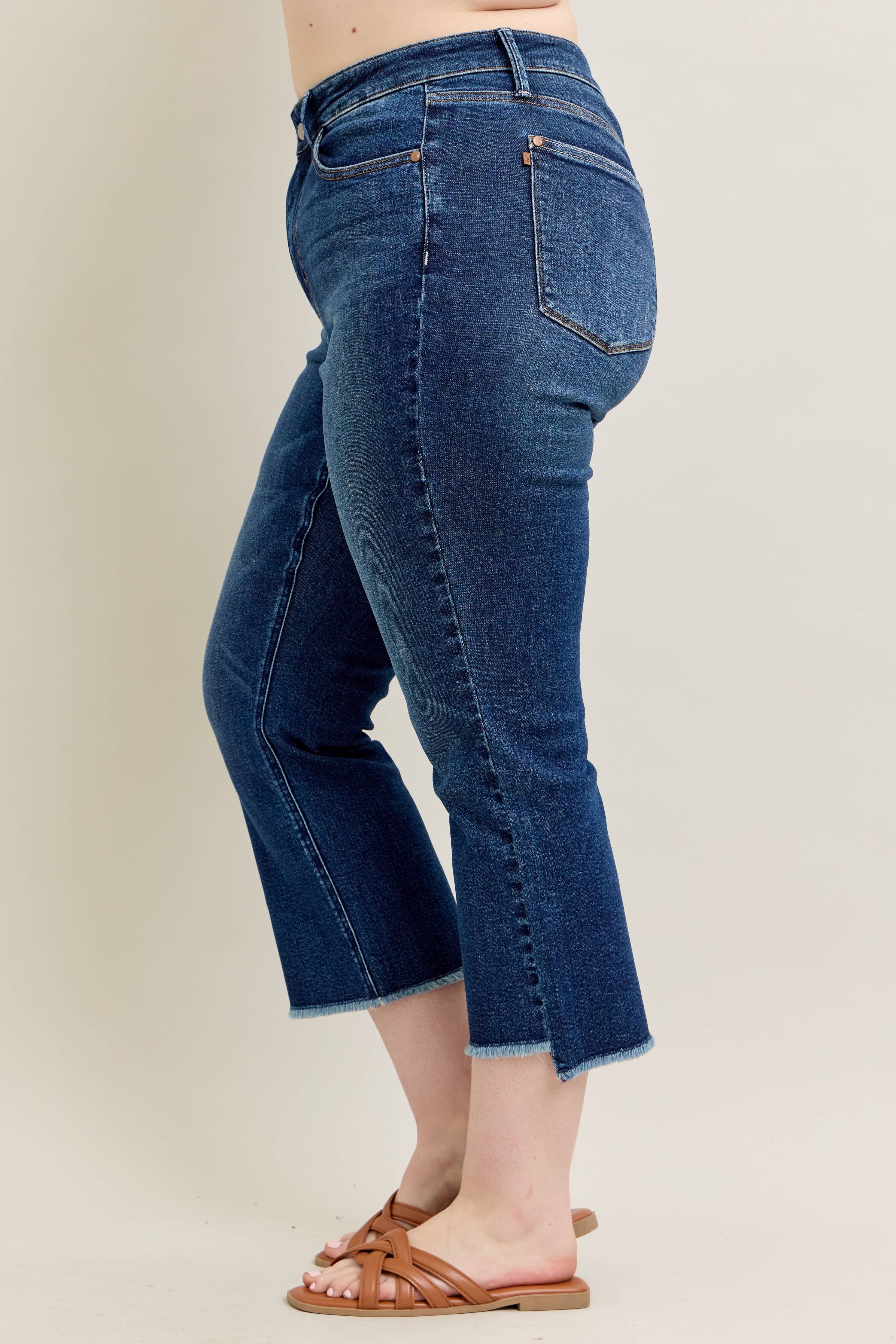 High Waisted Dark Wash Kick Flare- Curvy