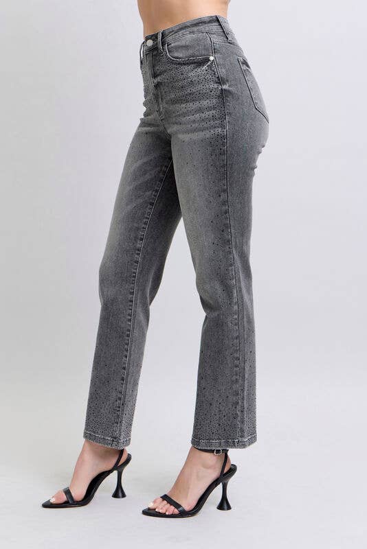 Rhinestone high waisted ￼Straight leg