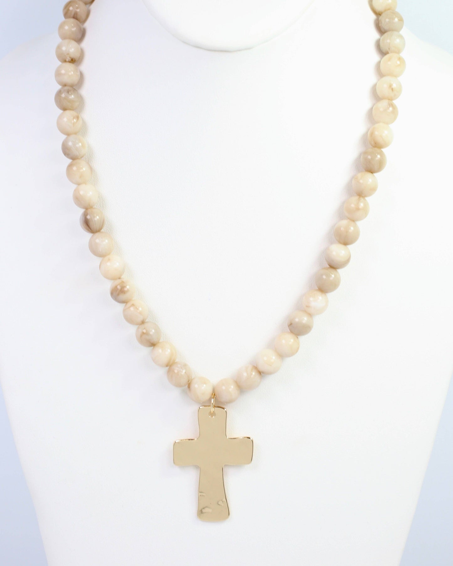 Bakersfield Beaded Cross Necklace Natural