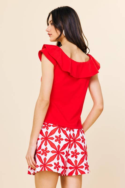 Knit Ruffled Off The Shoulder Top