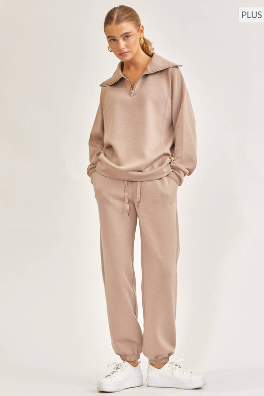 Curvy    Quarter Zip Pullover + Jogger Travel Set