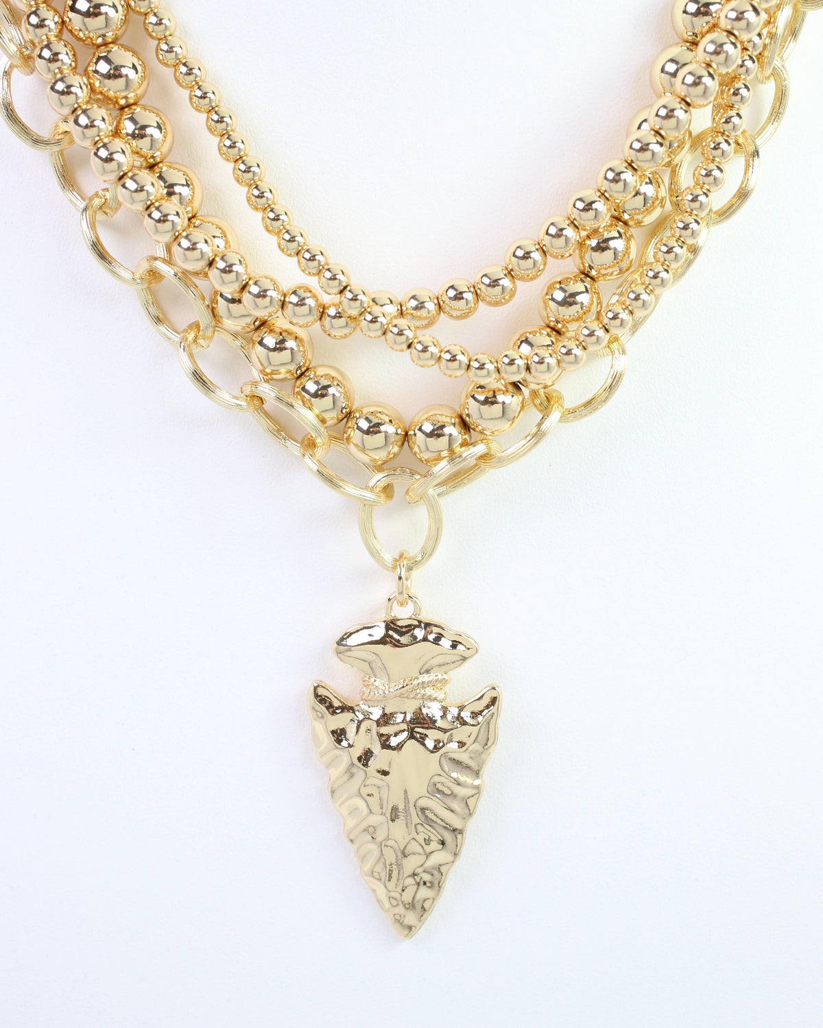 Bree Beaded Layered Necklace Arrow Gold